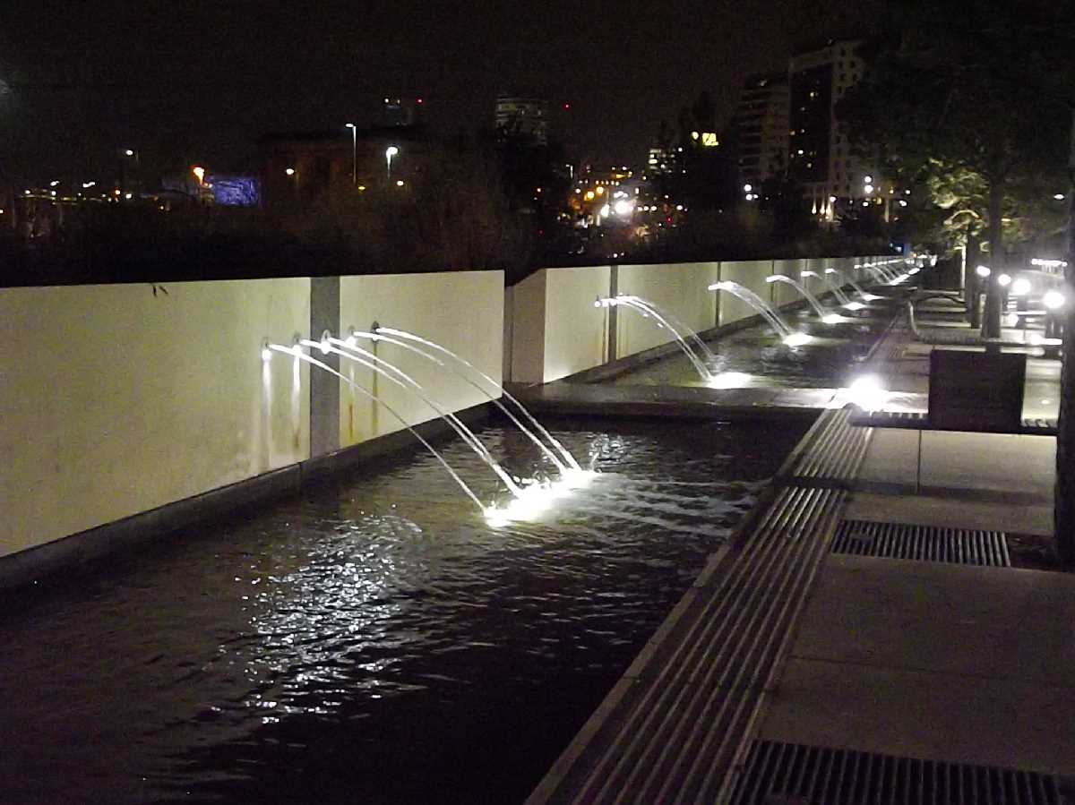 Eastside City Park fountain canal